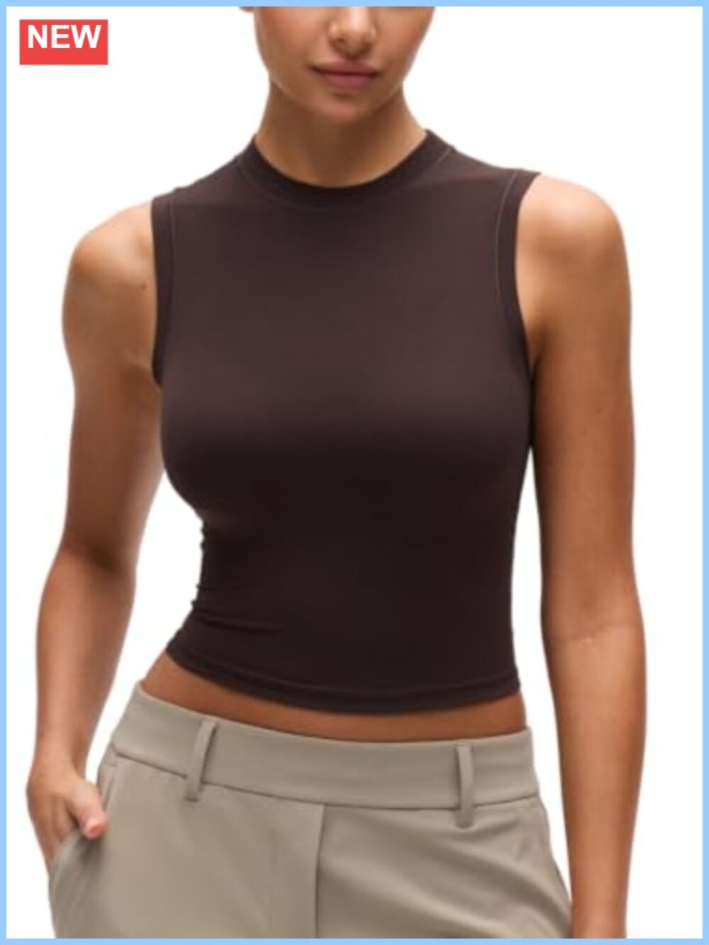 High Neck Crop Tank Top Soft 4-Way Stretch